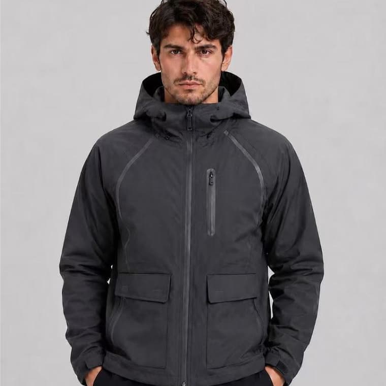 Jaqueta masculina inverno com capuz comprimento regular, zíper frontal bolsos mangas compridas,Corta vento