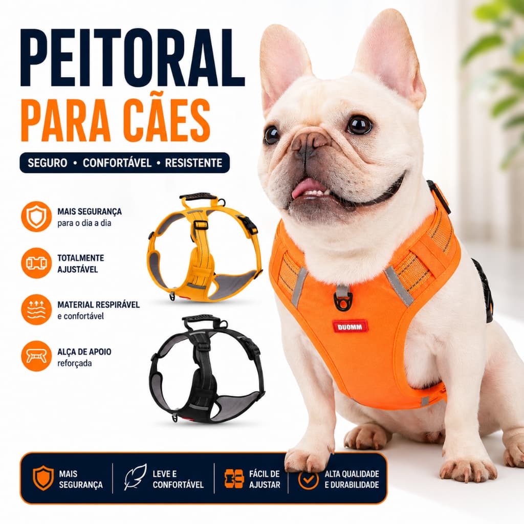 Peitoral para Cachorros de Peque a Médio Porte com Alça Refletiva Ajustável