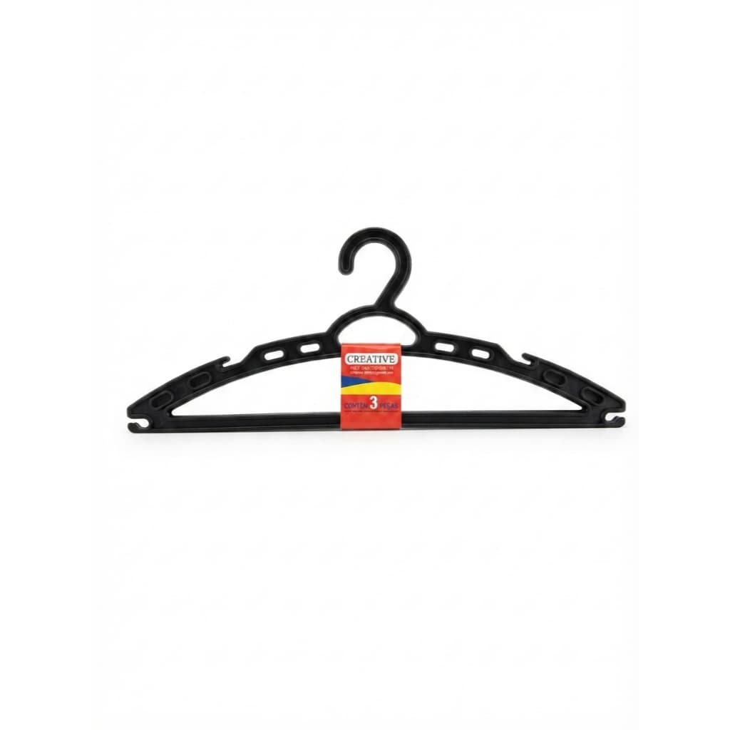 Kit 3 Cabides Reforçados de Plastico Adulto Moderno Para Closet Guarda Roupa