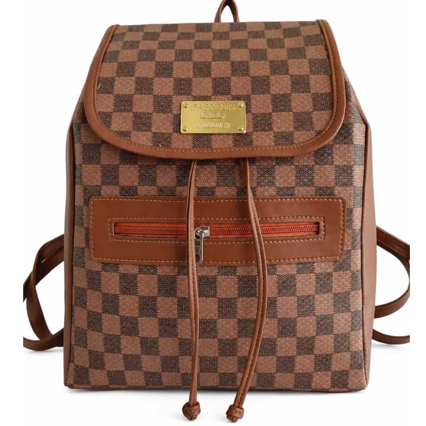 Mochila Feminina Casual Moderna Couro Sintético Trançado Impermeável Grande Capacidade 33x26x15cm