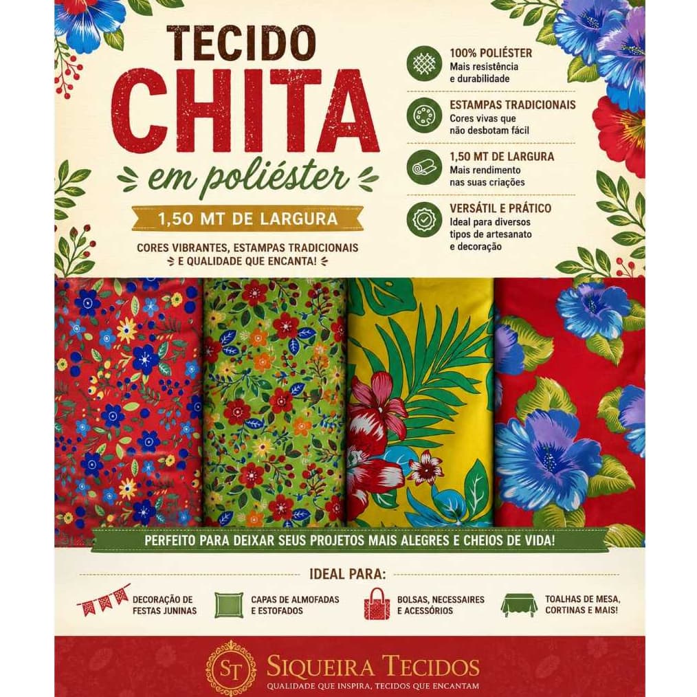 CHITÃO FUNDO AMARELO E FLOR AZUL 100% POLIESTER *VENDA A PARTIR DE 1,00 MT X 1,50 MT LARGURA*