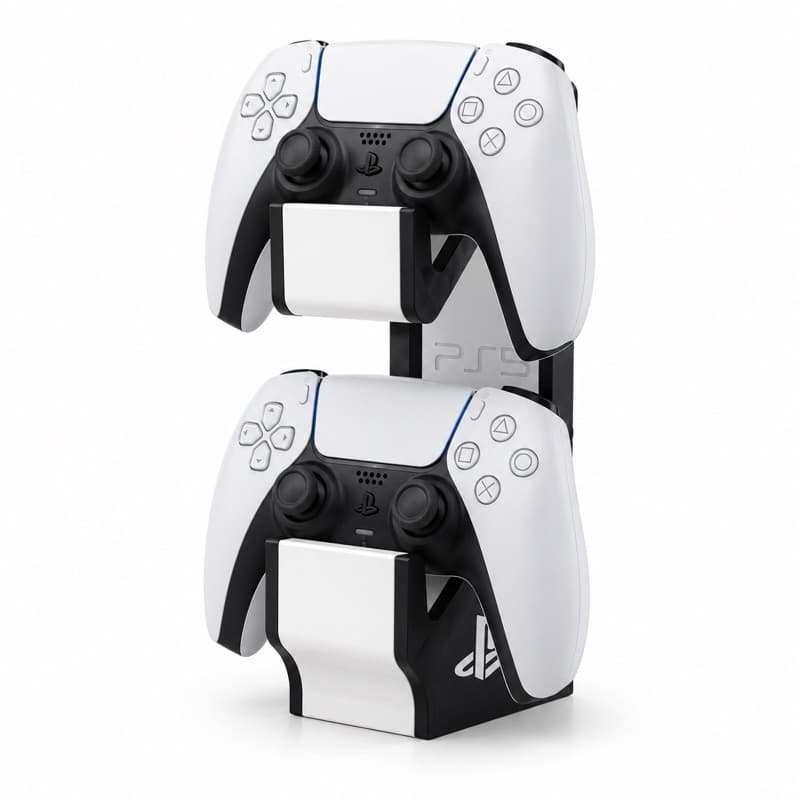 Suporte Duplo para Controle PS5 DualSense | Organizador de Mesa Gamer Base Premium para 2 Controles