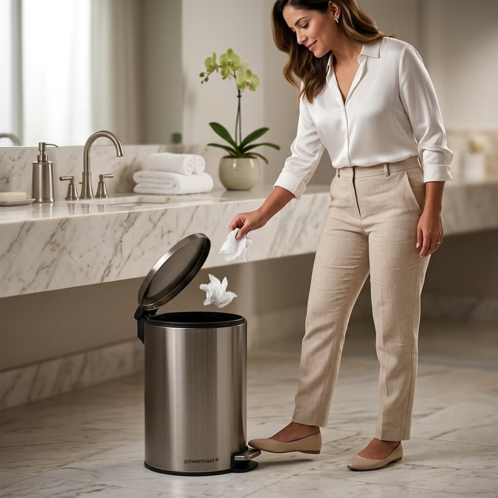 Lixeira Inox 5 Litros Slim Inox Com Pedal e Balde Removível P/ Banheiro Lavado e Escritório