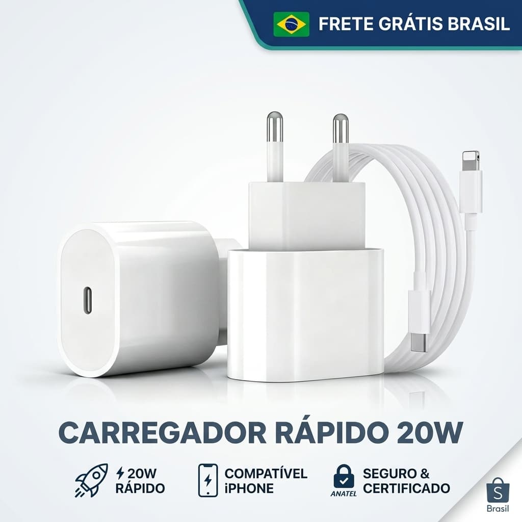 Carregador 2 Em 1 25W Para iPhone Com Lightning 35W Para Android Tipo C