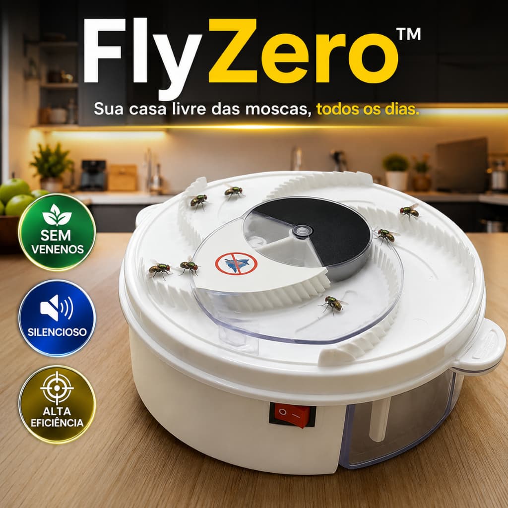 Armadilha Elétrica para Moscas FlyZero 20cm Silenciosa Sem Produtos Químicos