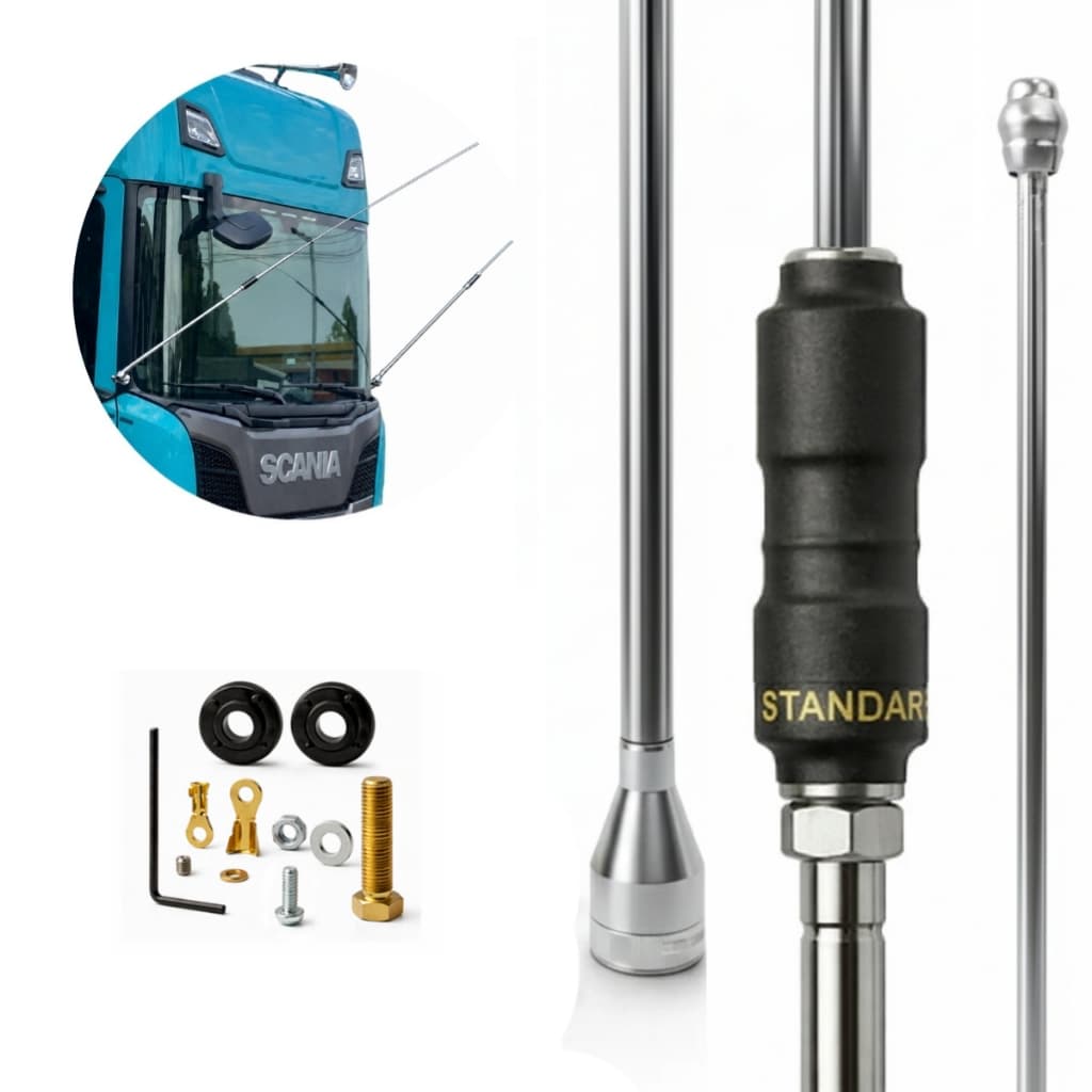 Antena Px Standard Argentina Viúva Negra Cromada para Automóveis com Radio Px