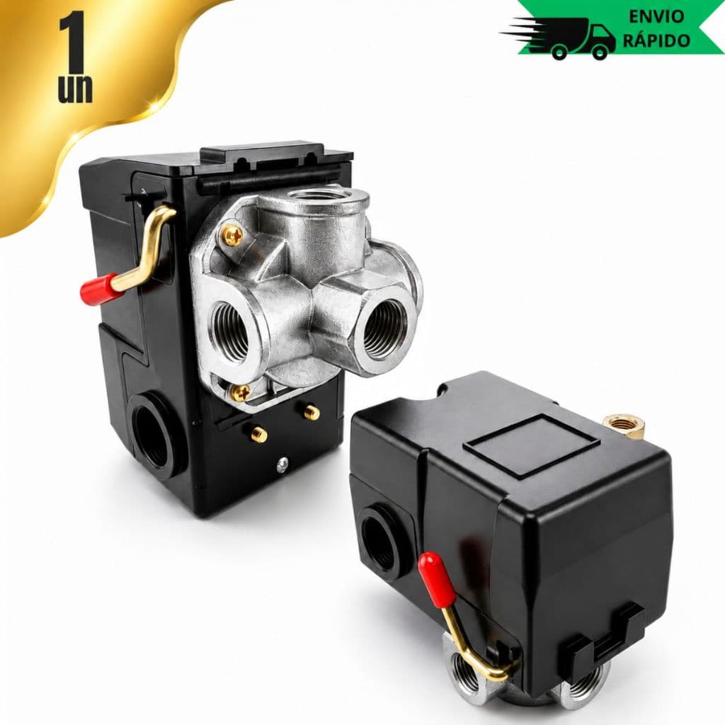 Pressostato Automático Com Alavanca Para Compressores De Ar 10- 4 Vias 135/175 De Pressão Alta