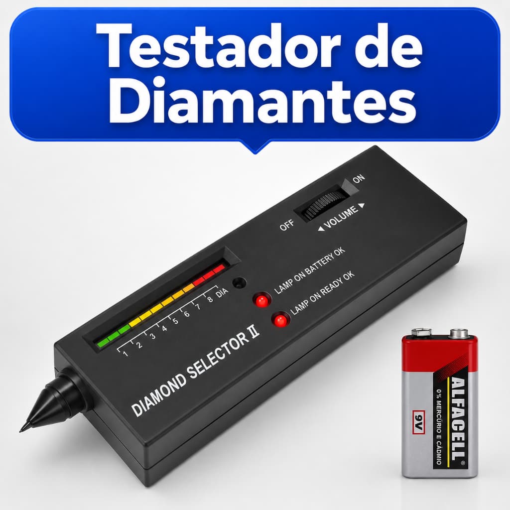 Testador de Diamantes Diamond Selector II com Bateria 9V Detector de Pedras Preciosas para Joias