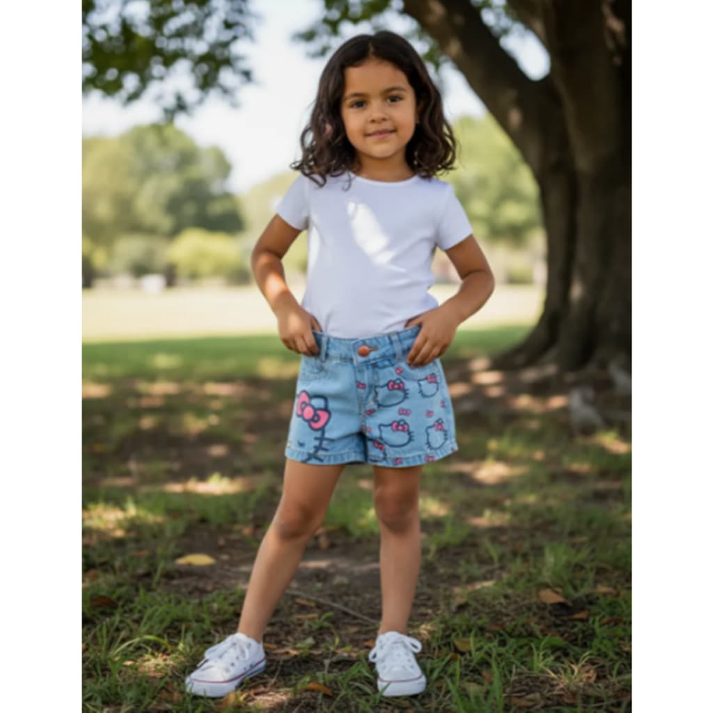 Short Infantil Menina com Regulagem na cintura Personagem