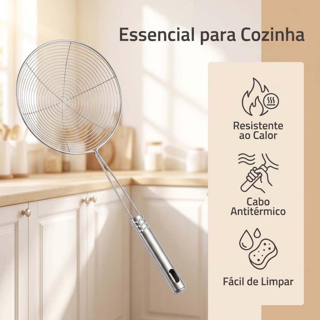 Escumadeira Cozinha Cabo Antiaderente Ergonômico