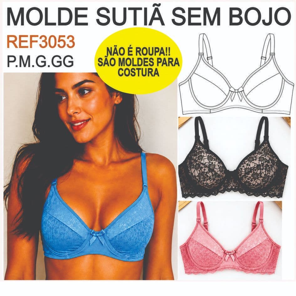 REF3053 Molde Sutiã Sem Bojo Impresso em Papel Kraft | Multitamanhos P ao GG | Molde para Costura