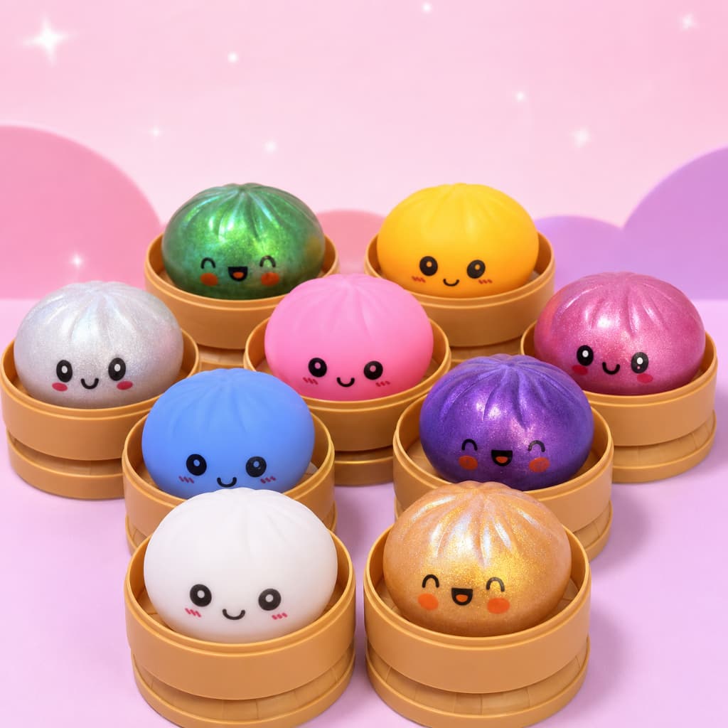 Squishy Dumpling Paozinho Macio Brinquedo Fofinho Glitter Brilhante Raro Panelinha Surpresa