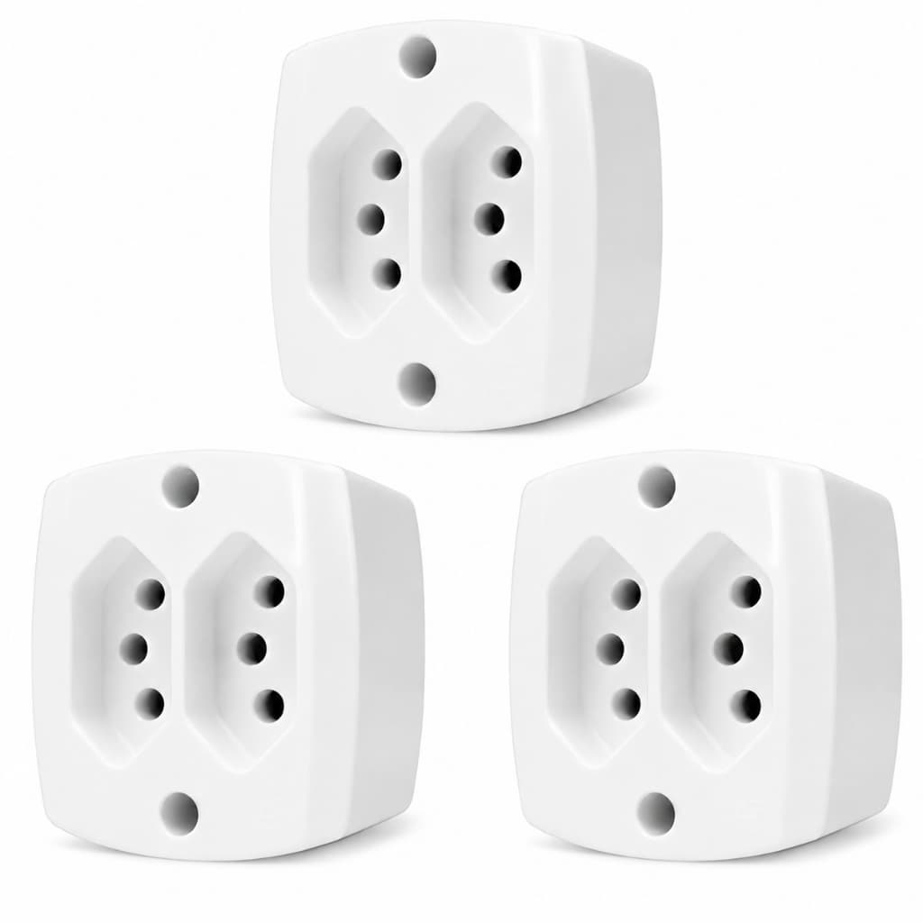 3pcs Tomada Dupla de Sobrepor 2P 10A 250v 63120