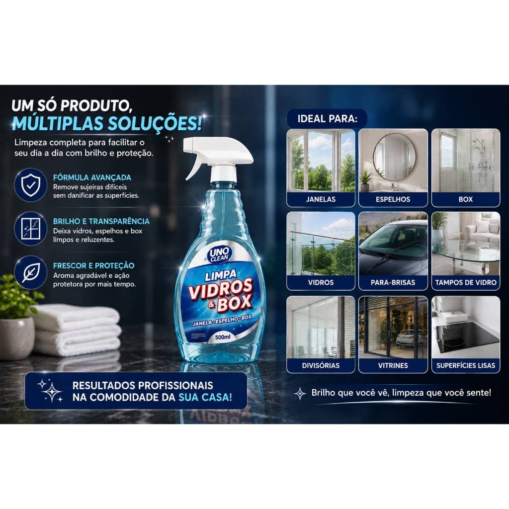 Limpa Vidros e Box ProVita 500ml – 1 Unidade | Limpeza Rápida e Sem Manchas