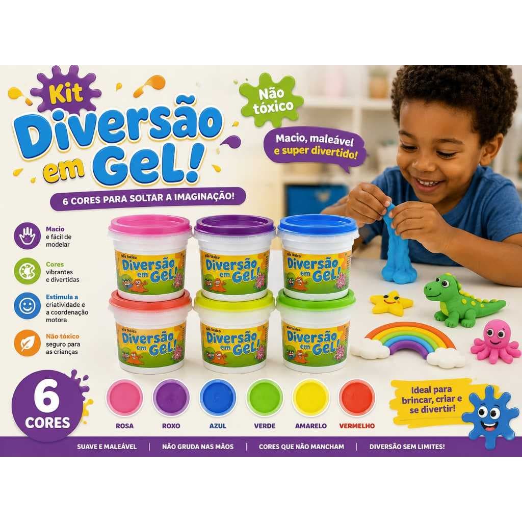 Slime Infantil Amoeba Leleca Kit 6 Cores Brinquedo Criativo Educativo Sensorial Lembrancinha de Festa
