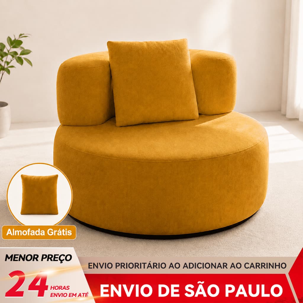 BAIERDI Poltrona Circular Individual Super Aconchegante Almofada Macia Inclusa para Sala Quarto Escritório