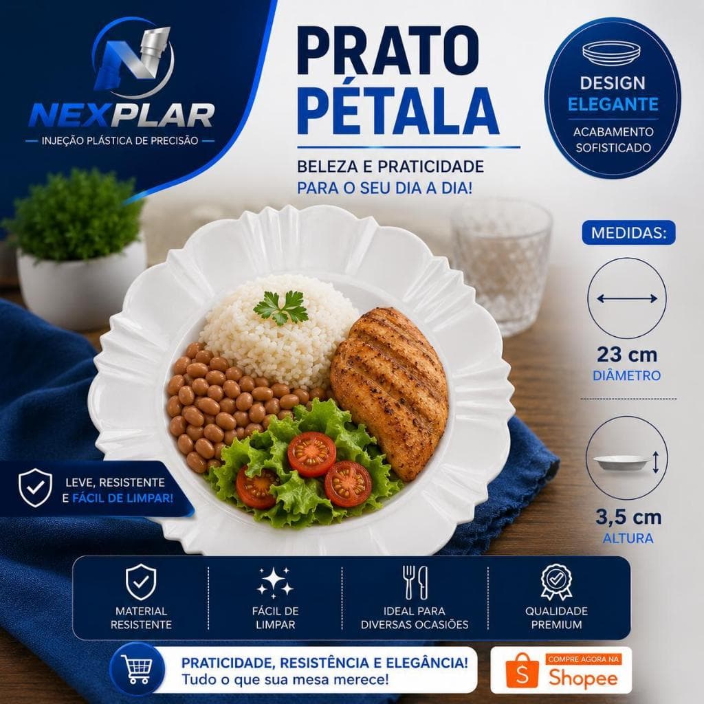 KIT 50 PRATOS PÉTALA PLÁSTICO BRANCO PARA JANTAR ALMOÇO BUFFET  ANIVERSÁRIO CASAMENTO NATAL ANO NOVO REUTILIZÁVEL