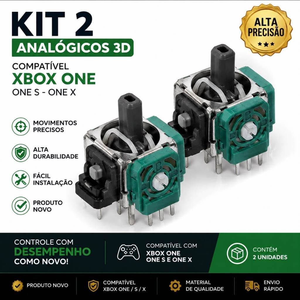 Kit 2 Botões Analógicos 3D Compatível Xbox One Xbox S Xbox One X Controle Joystick Reparo Alta Precisão
