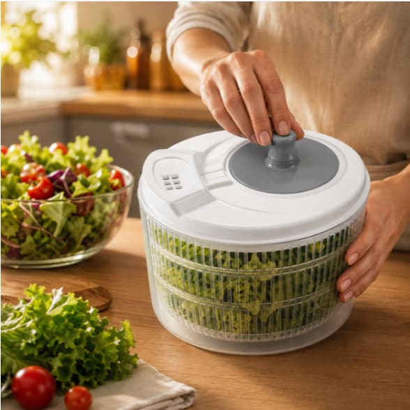 Secador De Salada Centrifuga De Folhas Manual 2.5L Seca Salada Alface Rúcula Verduras Pratico Vasilha Para Servir