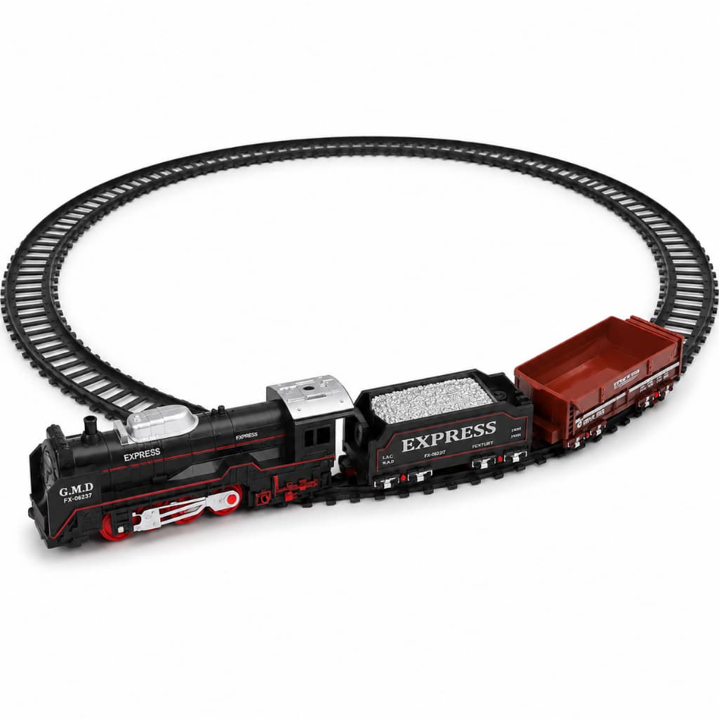 Trem Locomotiva Ferrovia Miniatura Com Trilhos Brinquedo Com Luzes
