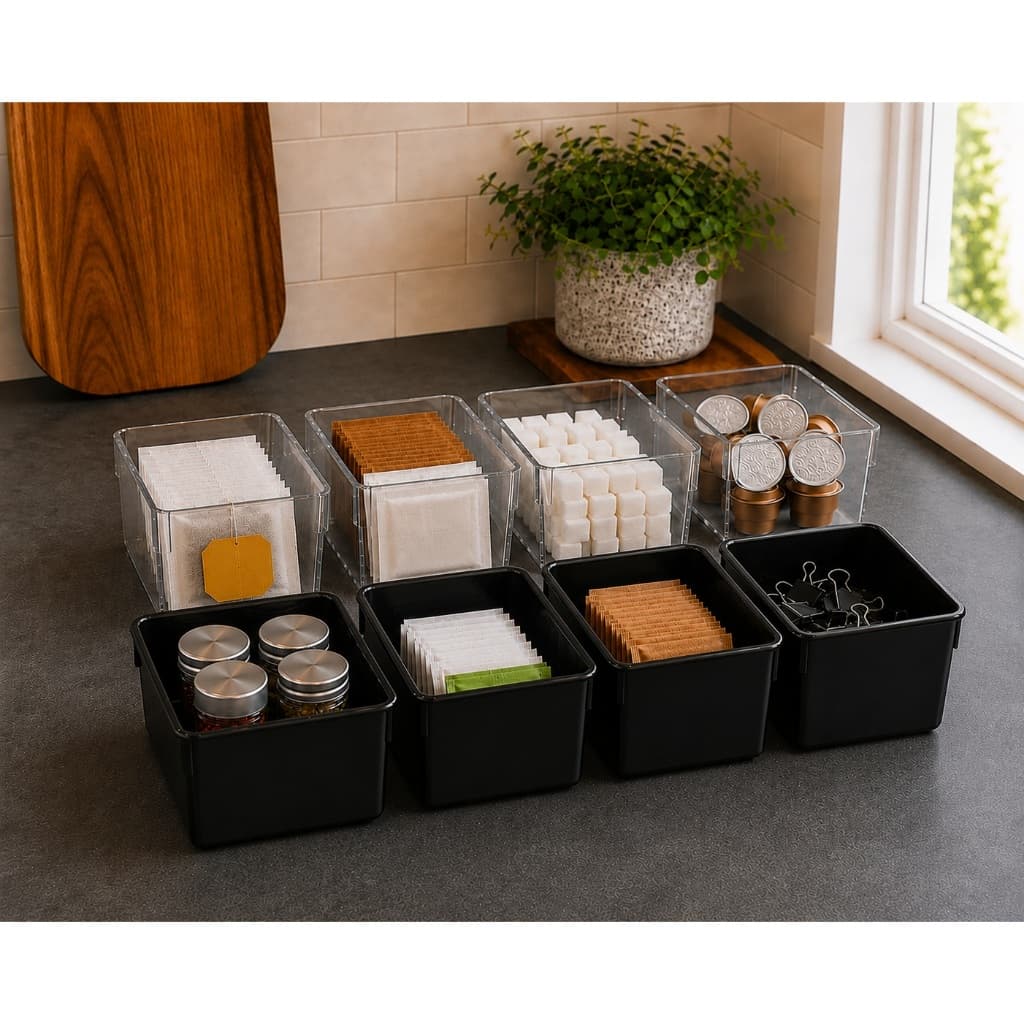 Kit com 10 Organizadores de Acrilico Pequenos Modular Multiuso Cozinha Sala Banheiro