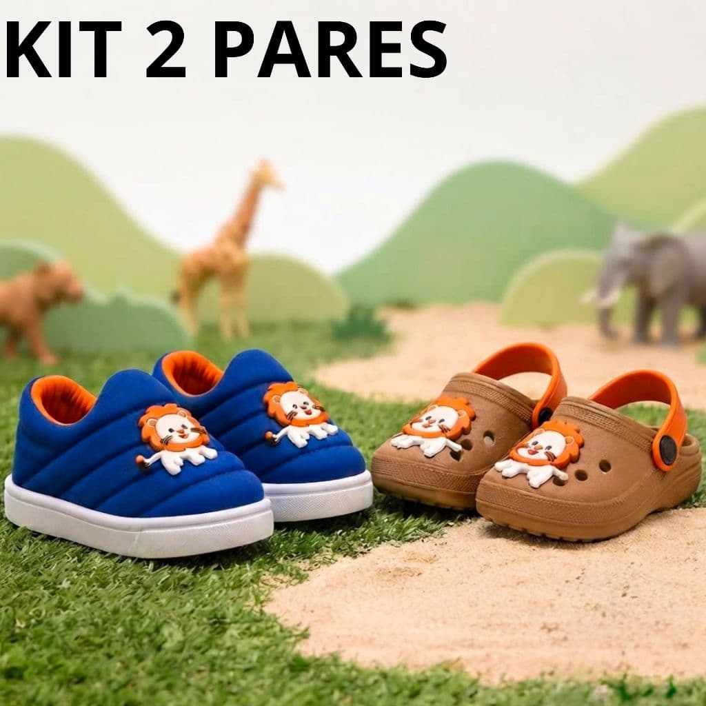 Kit 2 Pares Tênis Mais Babuche Infantil Menino Confortável Volta As Aulas Compre Já