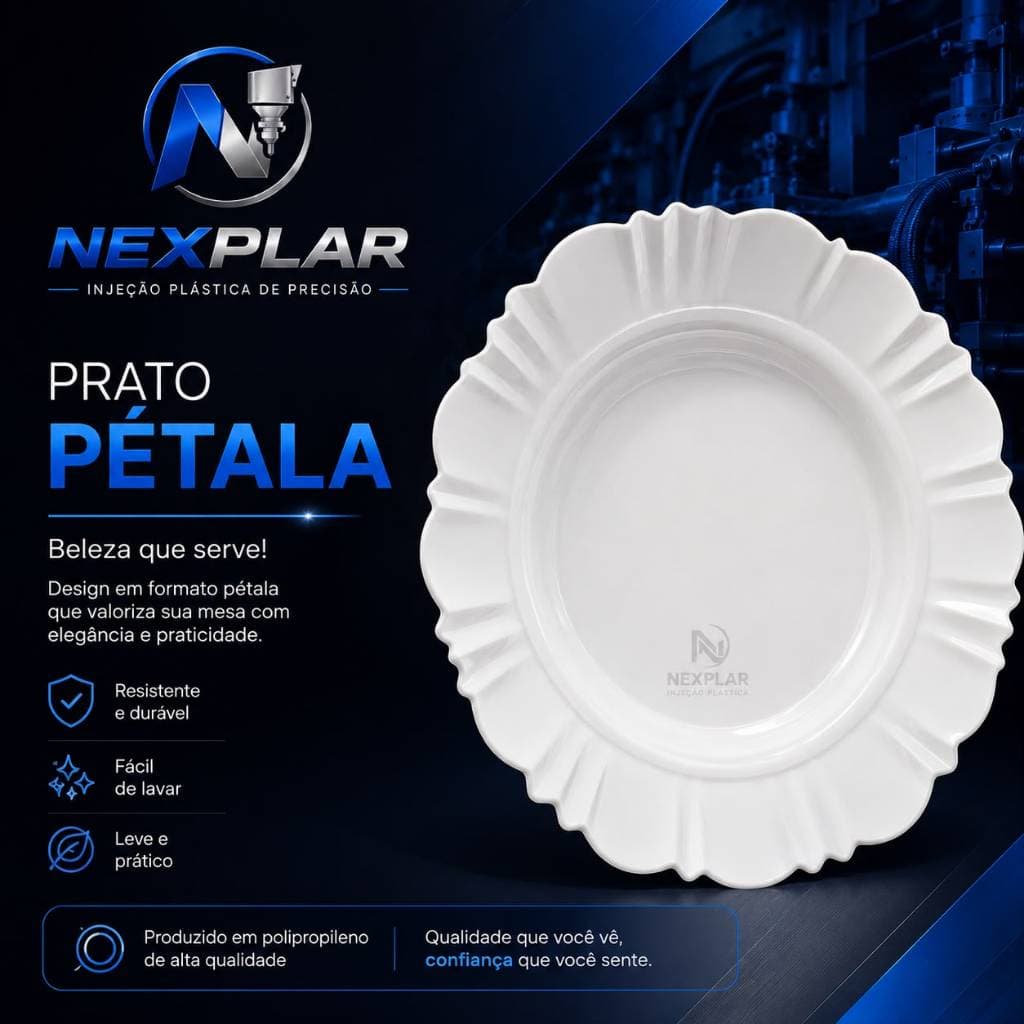 KIT 30 PRATOS PÉTALA BRANCO PLÁSTICO PARA JANTAR CASAMENTO ANIVERSÁRIOS FESTAS NATAL ANO NOVO COMIDA FRIA QUENTE DOCES S