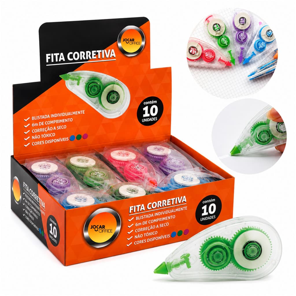 Corretivo Em Fita 6m X 5mm Display 10 Unidades Jocar