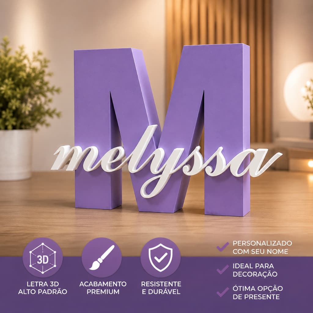 Letra Decorativa Personalizada Com Nome 3D Quarto De Bebê Infantil Maternidade