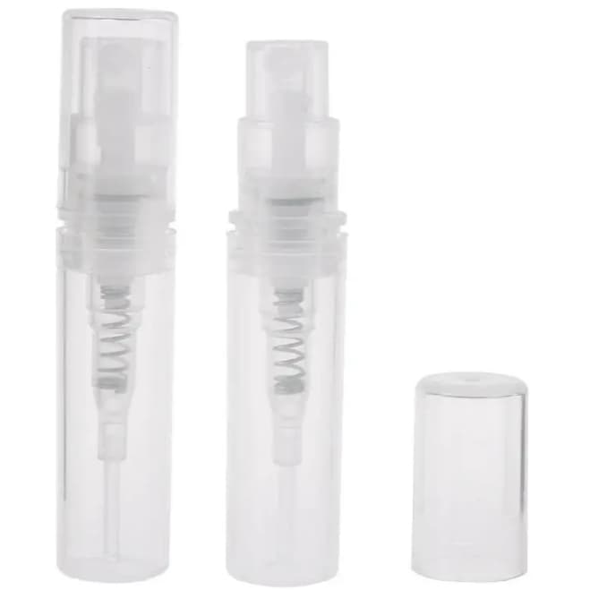 25 MINI FRASCO SPRAY AMOSTRA 2 e 5/ML DE PLASTICO