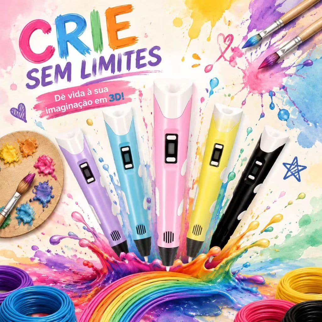 Caneta 3D Impressora 3D Infantil Brinquedo Educativo PLA LCD DIY Presente para Crianças Desenho 3D Criativo