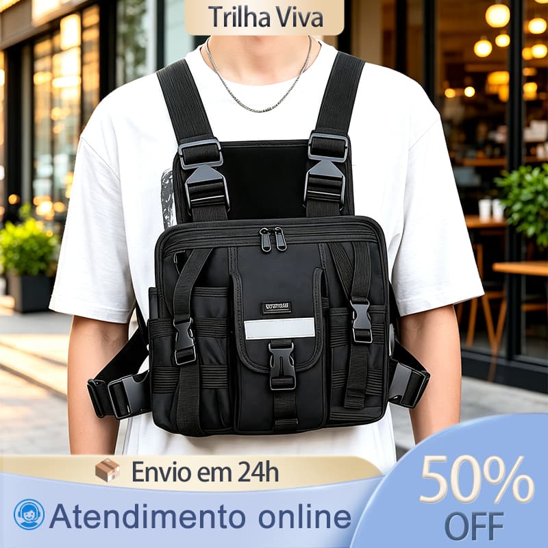 Mochila Peitoral Multifuncional Bolsa Transversal De Peito Para Trilha Caminhada Esporte Outdoor