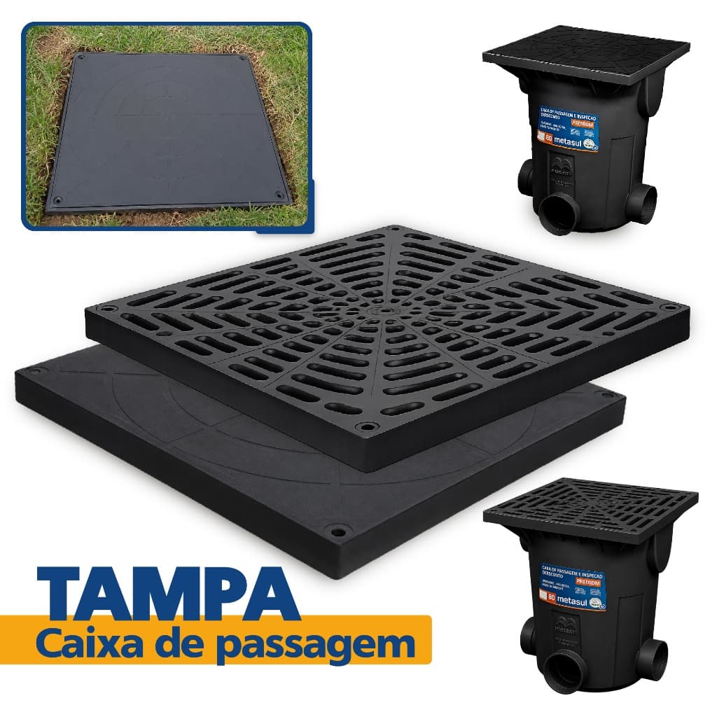 Tampa Caixa de Passagem Inspeção Coletora Gordura Água Pluvial Esgoto/Elétrica 40x40 Metasul