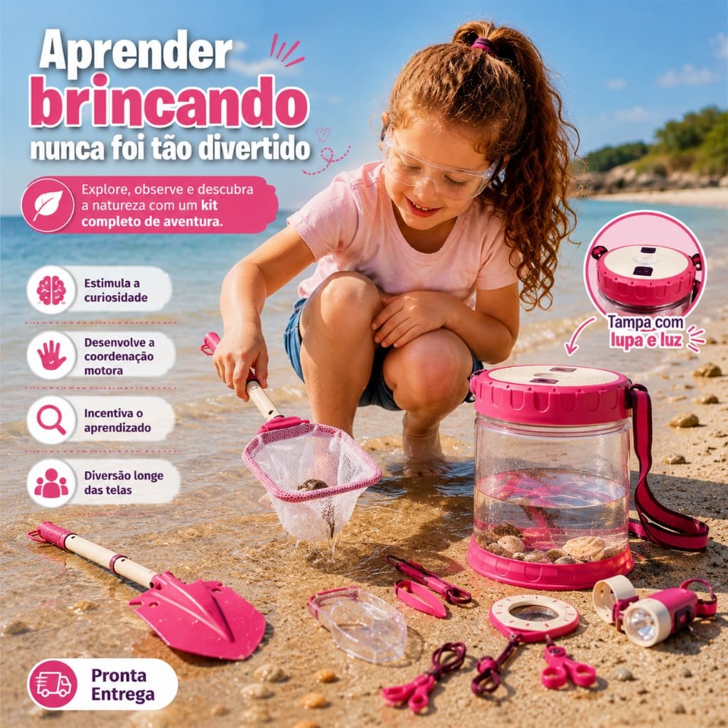 Kit Infantil Pescaria Aquário Diversão Segura Explorar Natureza Desenvolver Habilidades Aprendizado
