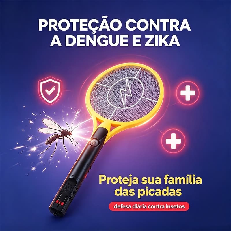 Raquete Elétrica Mata Mosquitos Recarregável, Proteção Contra Insetos, Repelente Elétrico para Uso Doméstico Protege Sua