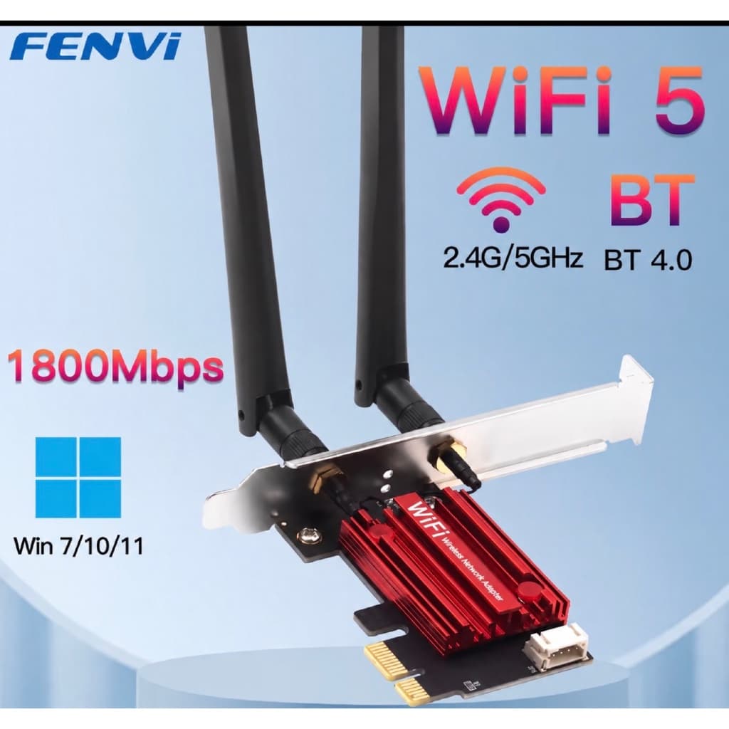 Placa wifi 5 Intel 1800 Fenvi Bluetooth 4.0 Adaptador de Rede Pcie Dual Band 2.4G 5G / Envio Imediato