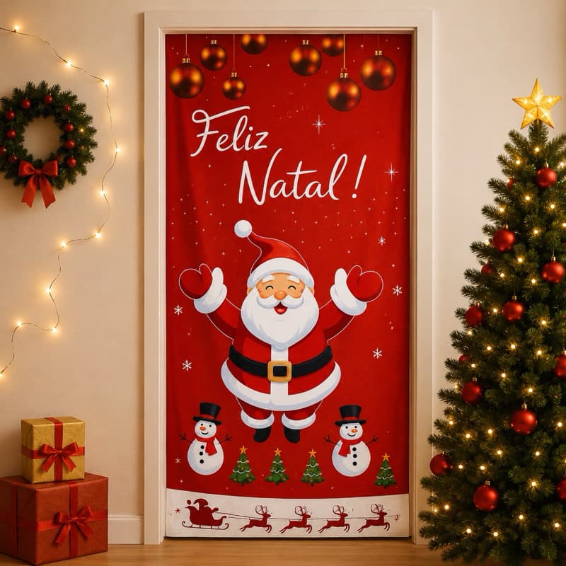 Enfeite de Porta Natalino Papai Noel | Decoração de Natal para Porta