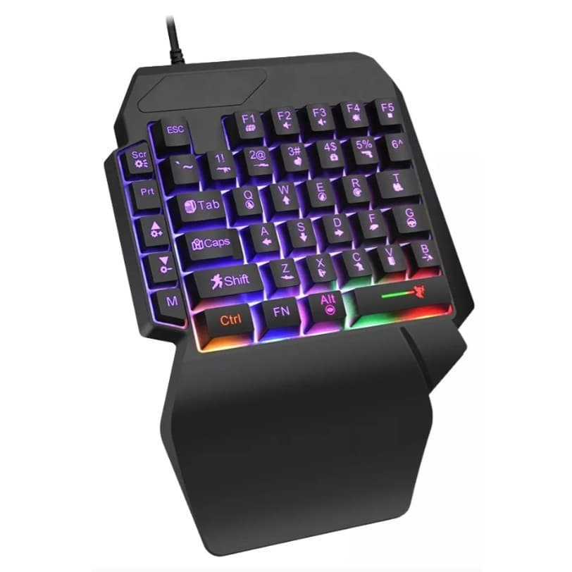 Teclado e Gamer Luminoso Ergonômico Teclado de Uma Mão