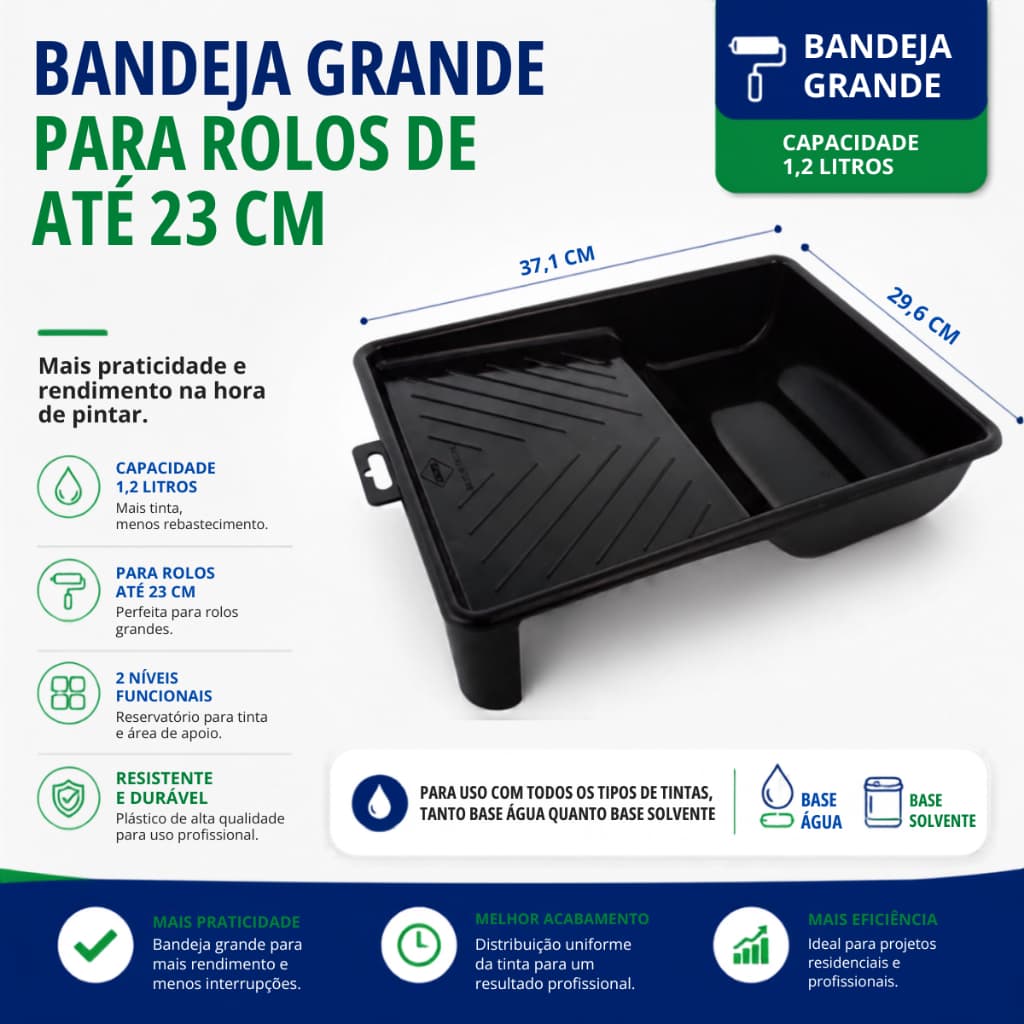 Bandeja Grande para Pintura 1,25 Litros para Rolos de até 23cm