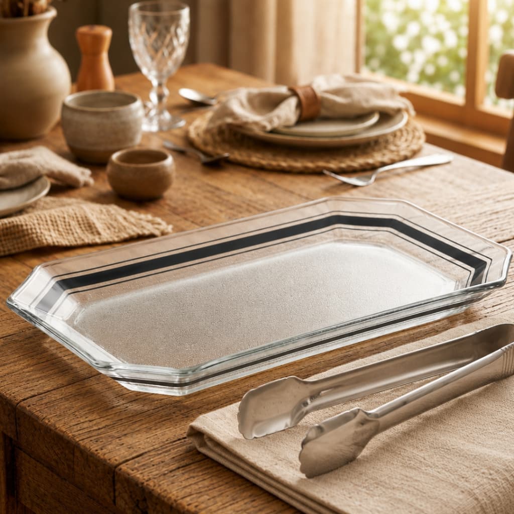 Travessa de Vidro Transparente 26x15cm Decorado Cozinha Sushi