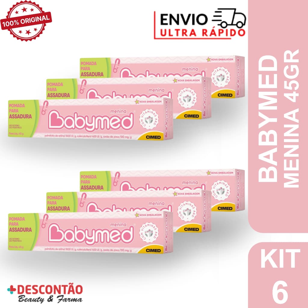 Kit 6 Pomadas Para Assadura Babymed Menina 45g