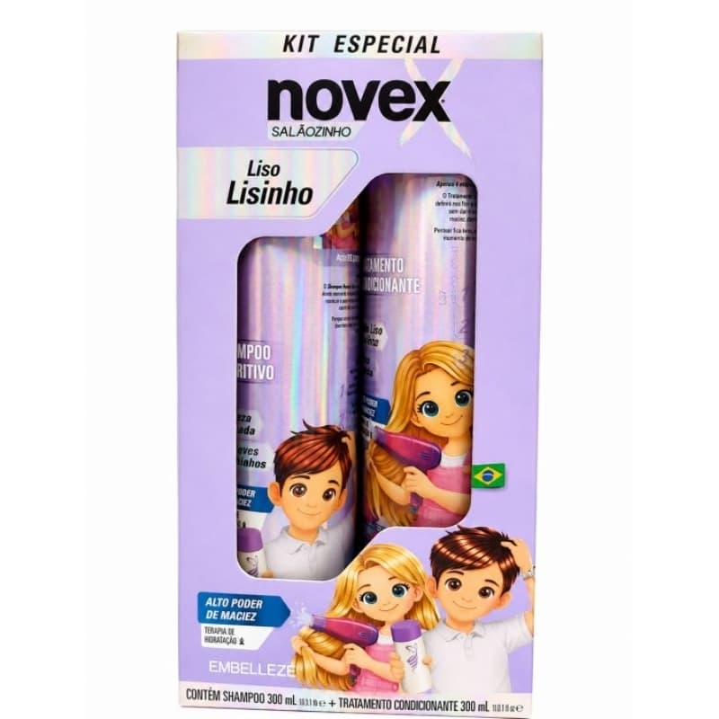 Kit Novex Shampoo 300ml + Condicionador 300ml Liso Lisinho
