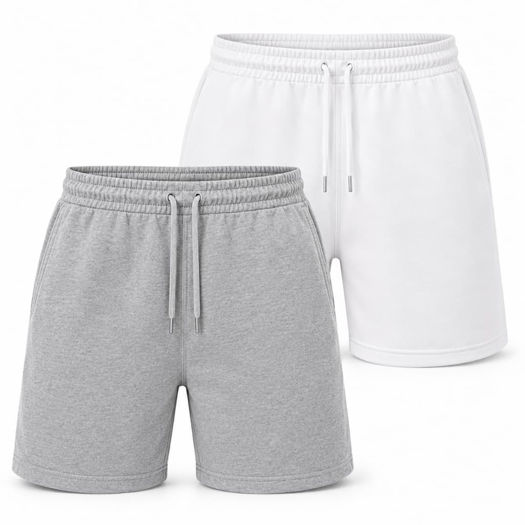Kit 2 Shorts Masculino Moletinho Bermuda Casual Leve Com Bolso Elástico e Cordão
