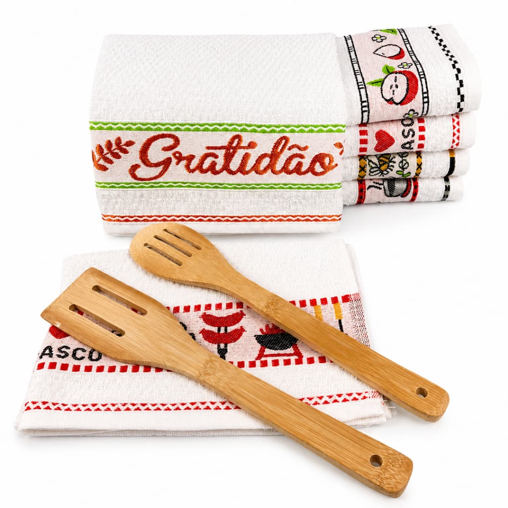 Kit 3 Panos de Prato Jacquard 50x70cm Felpudo 100% Algodão Alta Absorção e Qualidade