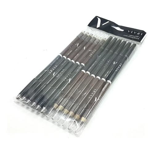 12 LAPIS DE OLHO PRETO E MARRON VIVAI COD.2034.1.3