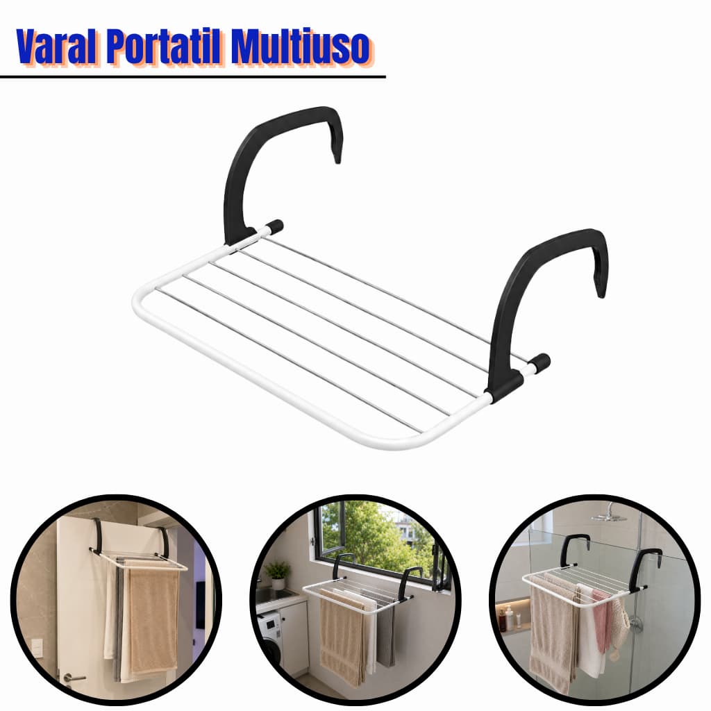 Varal Portátil Para Apartamento Sacada Janela Secador De Roupas Retrátil
