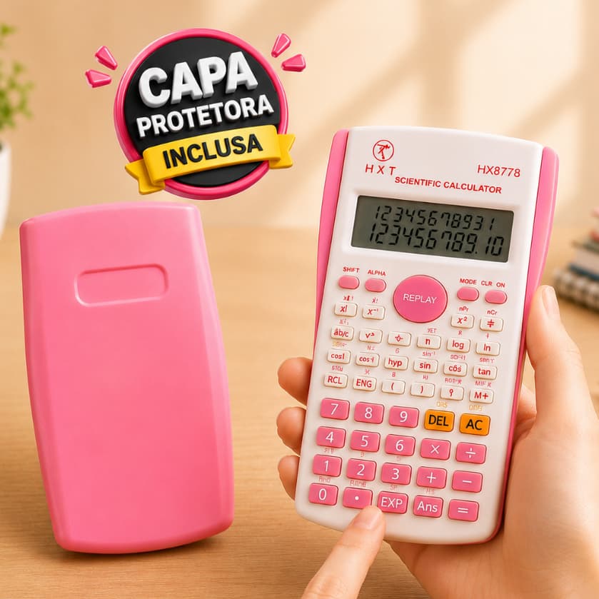 Calculadora Científica 240 Funções 2 Linhas Capa Protetora Rosa Escolar Faculdade Engenharia Estatística Física