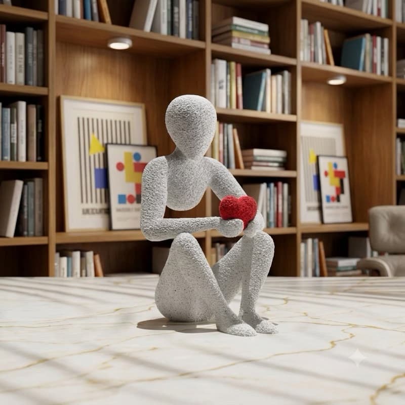 Escultura Decorativa Coração Vermelho – Arte Moderna