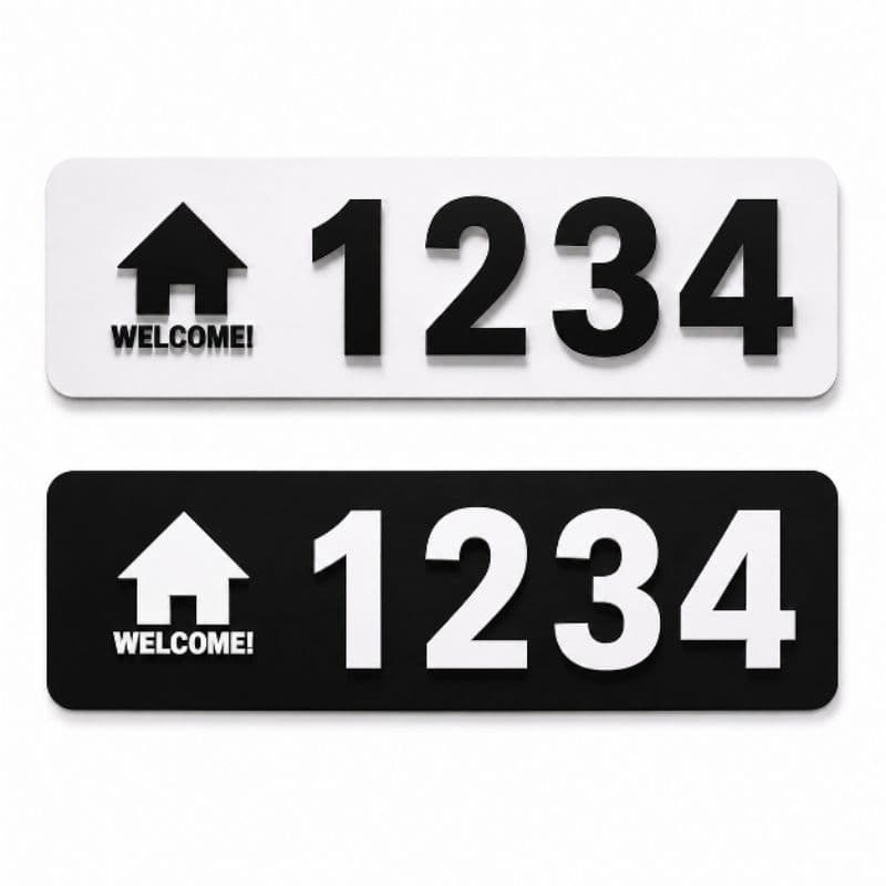 Placa Número Residencial Personalizada para Apartamento com Welcome e Fita Dupla Face