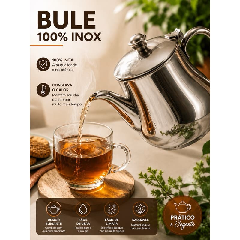 Bule Em Aço Inox Para Armazenar Servir Café Chá Leite 580 Ml Elegante Aço Inox Esquentar